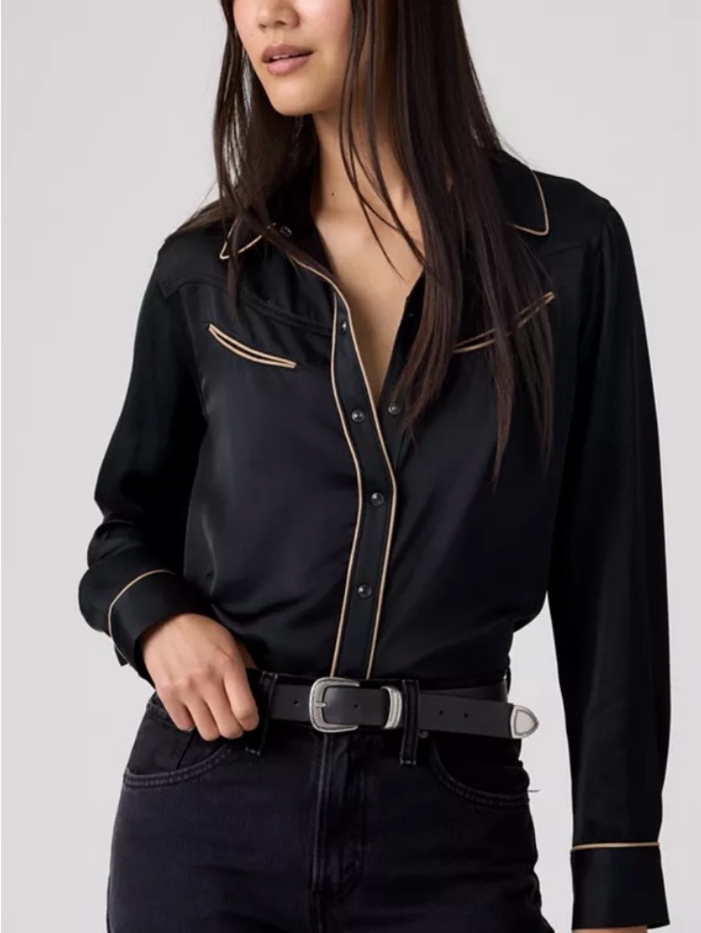 Levi’s Premium Women's Bradie Archival Long Sleeve Shirt- Western Pearl Snap NWT